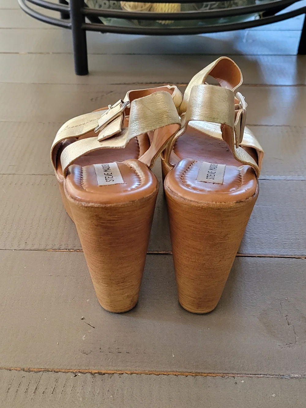 Steve Madden Metallic Gold Platform Wedge Sandals Size 8